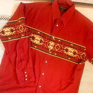 Vintage Rustler Aztec Pearl Snap Western Shirt